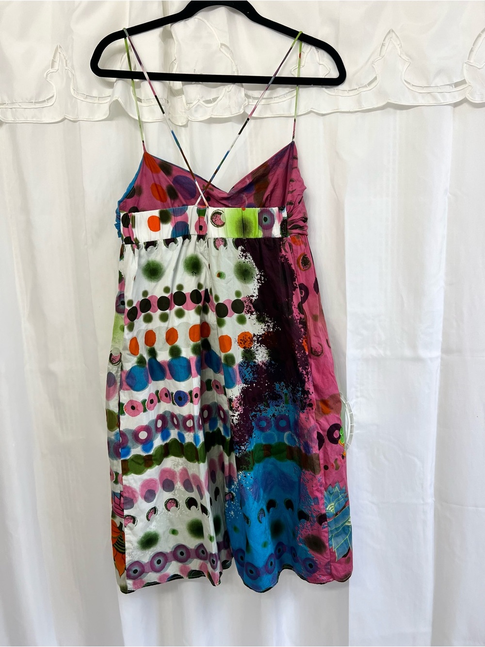 Desigual Y2K Floral Abstract Midi Dress Size 44 Strappy Boho Embroidered US L - Picture 5 of 12